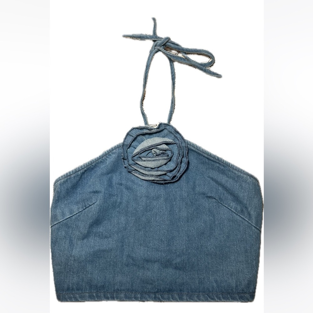 FASHIONNOVA- Daisy Denim Halter Top- Medium Wash